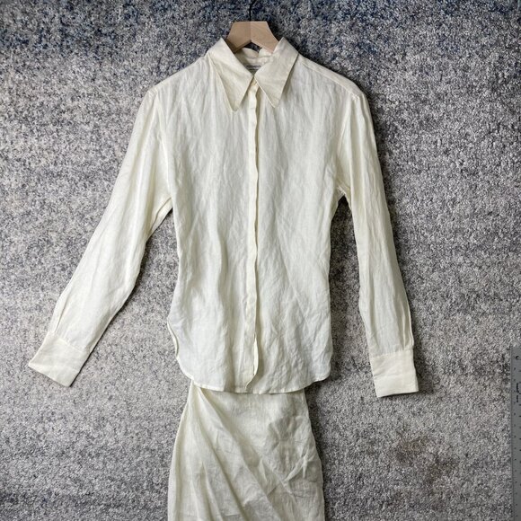 Vestimenta Shirt Dress Womens Medium Linen Belted Long Sleeve Made in Italy - Picture 1 of 9
